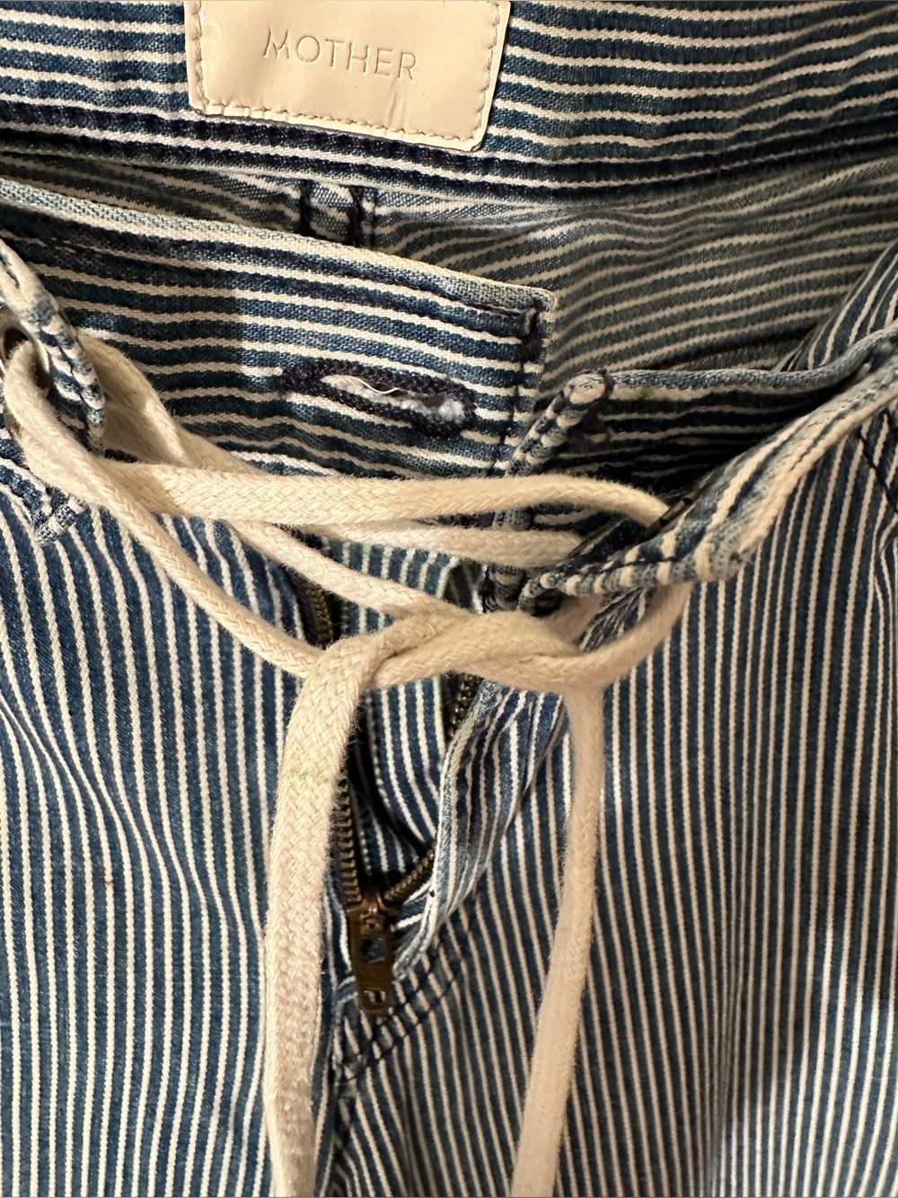 MOTHER 30 Tie Me Up Rascal Down The Road Striped Lo Rise Railroad Skinny Jean - Picture 5 of 14
